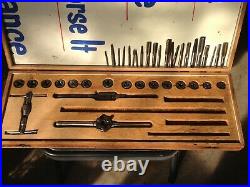 Vintage 38 Piece Tap and Die Set/Greenfield-Lucky-Ace/Wooden Box