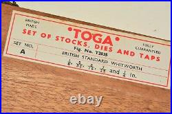 Vintage Boxed Set TOGA Stocks Dies and Taps British Standard Whitworth 1/8-1/4