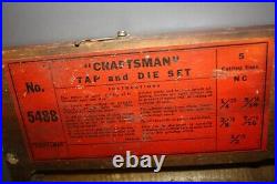 Vintage CRAFTSMAN Tap and Die Set No. 5488 Original WOOD STORAGE BOX USA