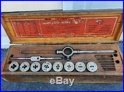 Vintage GTD Greenfield No 50 Little Giant Screw Plate Tap & Die Set Wood Case