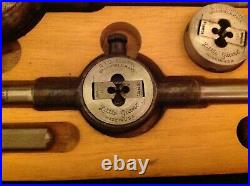 Vintage Greenfield Little Giant Adjustable Tap Die Screw Plate Set #8 Wooden Box