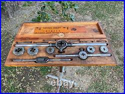 Vintage Greenfield Little Giant No. 8 Tap And Die Set WithWooden Box, 1/4 To 3/4