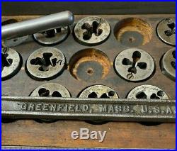 Vintage Greenfield Tap and Die Set USA SAE 33 Piece Original Steel Case