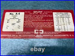 Vintage Gtd Little Giant Tap Die Set A-4 Screw Plate Complete Vgc USA