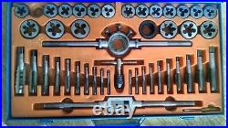 Vintage Large 45pcs SAE Tungston Steel Tap & Die Set in Metal case 1\4 1