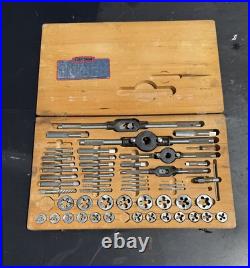 Vintage Sears Craftsman Kromedge 51 Pc Tap & Die Set & Wooden case Rare