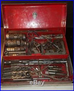 Vintage Snap On Box withKey Tap and Die Set Threads Drill Bits Tools 100 Plus Pcs