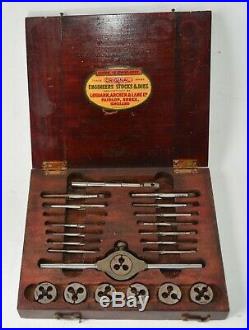 Vintage Tap and Die Set BA 0 1 2 3 4 5 6 Lehmann Archer & Lane Original Wood Box