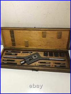 Vintage Tap and Die Set Imperial Thread Collectable Tool Industrial In Wood Case