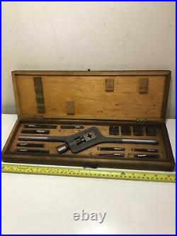 Vintage Tap and Die Set Imperial Thread Collectable Tool Industrial In Wood Case