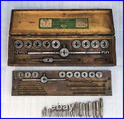 Vtg GREENFIELD Little Giant No. 312 large 45 pcs TAP & DIE SET with orig. Wood Box