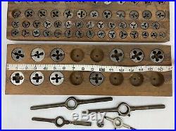 Vtg Mixed Lot (Greenfield GTD Little Giant Reece AMT & D)Tap Die Set & Wood Tray