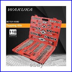 WAKUKA 110 Piece Tap and Die Set(SAE&METRIC)Threading Tool Set Wit