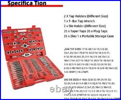 WAKUKA 110 Piece Tap and Die Set(SAE&METRIC)Threading Tool Set With Storage C