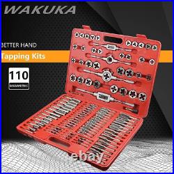 WAKUKA 110 Piece Tap and Die Set(SAE&METRIC)Threading Tool Set With Storage C