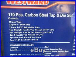 WESTWARD 110-Piece Carbon Steel Tap and Die Set 1PZ54B