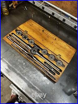 WILEY & RUSSELL Greenfield Screw Plate Tap & Die Set with original wood box